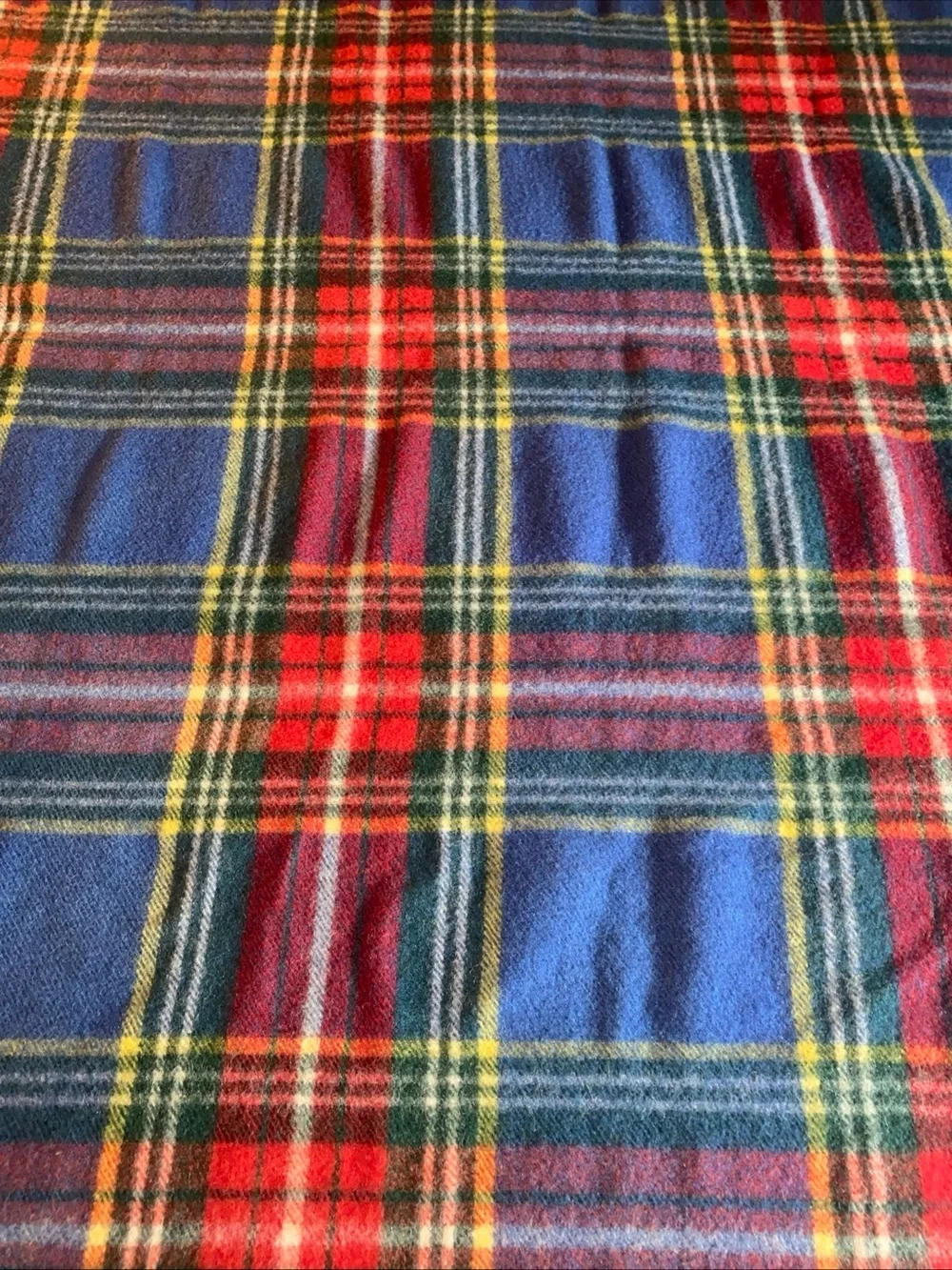 Vintage Ottawa Valley 100% Wool Blanket Red Plaid 56” x 62” Incl Fringe -AA17